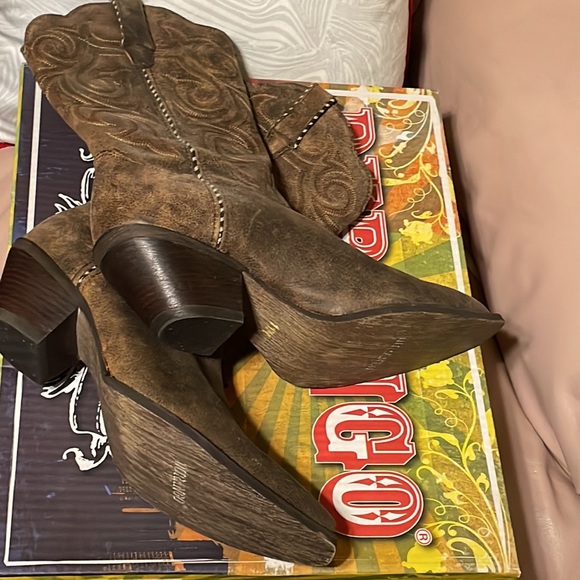 Crush by Durango Scall-upped brown leather cowboy boots 11M - Picture 6 of 7